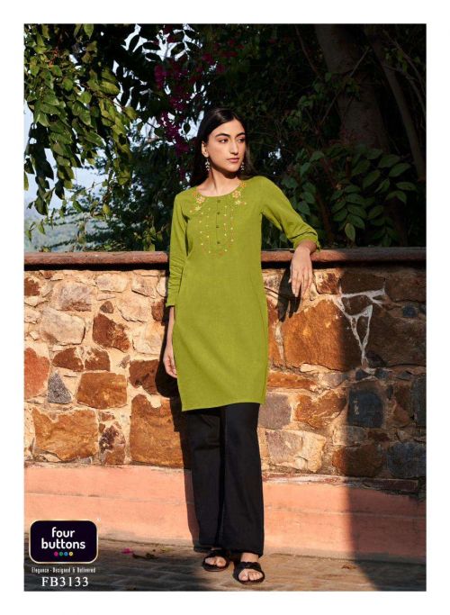 Four Bottons Tulip 3 Cotton Kurti Catalog